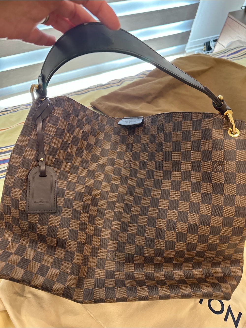 Louis Vuitton Brown Damier Ebene Shoulder Hobo Bag